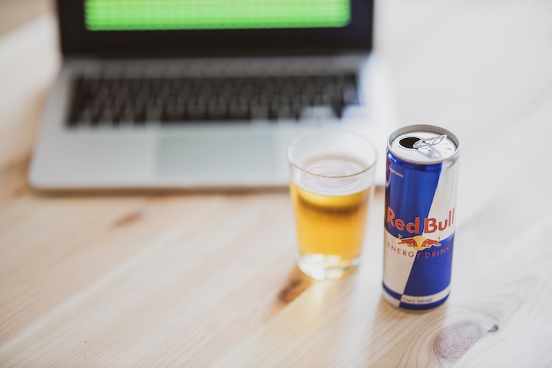 red bull on a desk