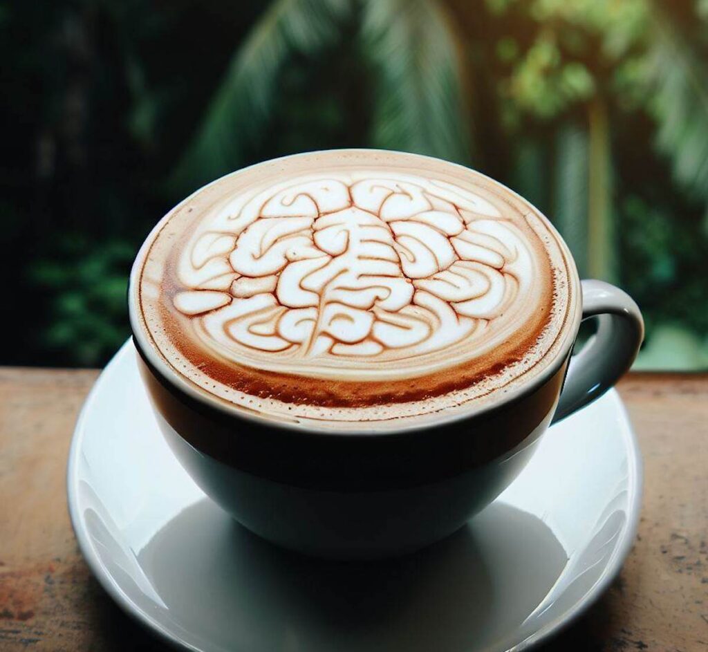 brain latte art coffee