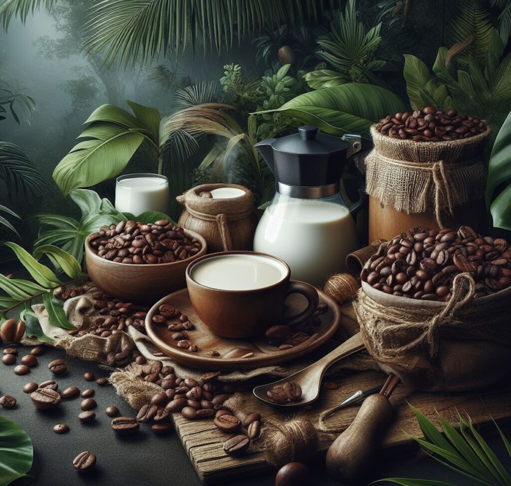 coffee bean and milk jungle